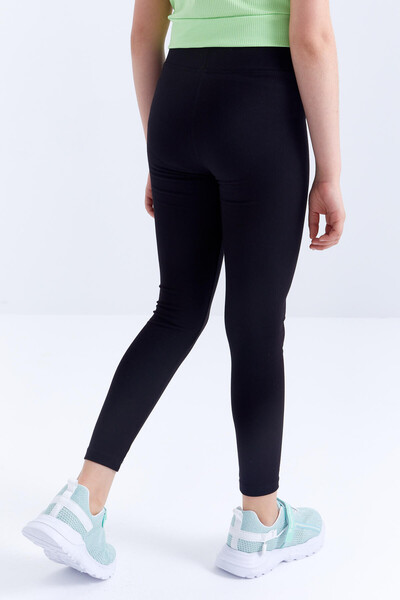 Tommylife Toptan Siyah Yüksek Bel Dar Paça Kız Çocuk Tayt - 75047 - Thumbnail