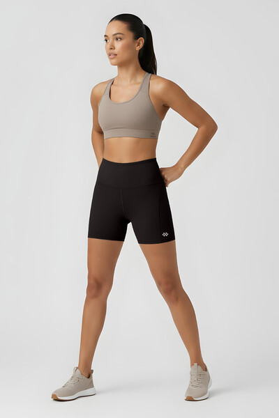 Tommlife Toptan Siyah Yüksek Bel Slim Fit Kısa Biker Kadın Tayt - 91017 - Thumbnail