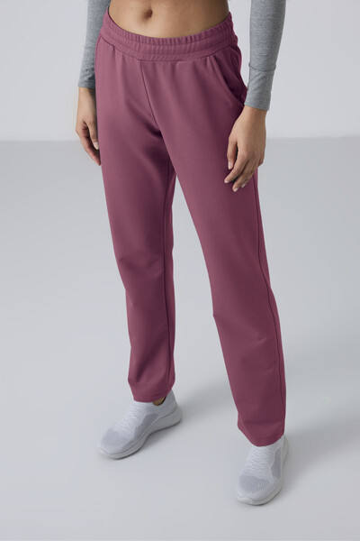 Tommylife Toptan Soft Vişne Yüksek Bel Cepli Rahat Form Klasik Paça Kadın Eşofman Alt - 94584 - Thumbnail