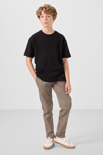 Tommylife Toptan Standart Fit Dokuma Hafif Esnek Chino Erkek Çocuk Pantolon 11272 Camel - Thumbnail