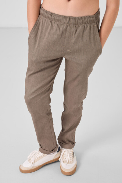 Tommylife Toptan Standart Fit Dokuma Hafif Esnek Chino Erkek Çocuk Pantolon 11272 Camel - Thumbnail