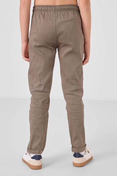 Tommylife Toptan Standart Fit Dokuma Hafif Esnek Chino Erkek Çocuk Pantolon 11272 Camel - Thumbnail