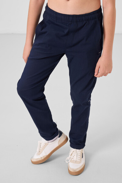 Tommylife Toptan Standart Fit Dokuma Hafif Esnek Chino Erkek Çocuk Pantolon 11272 Lacivert - Thumbnail