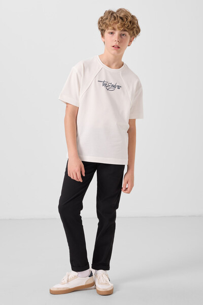Tommylife Toptan Standart Fit Dokuma Hafif Esnek Chino Erkek Çocuk Pantolon 11272 Siyah - Thumbnail