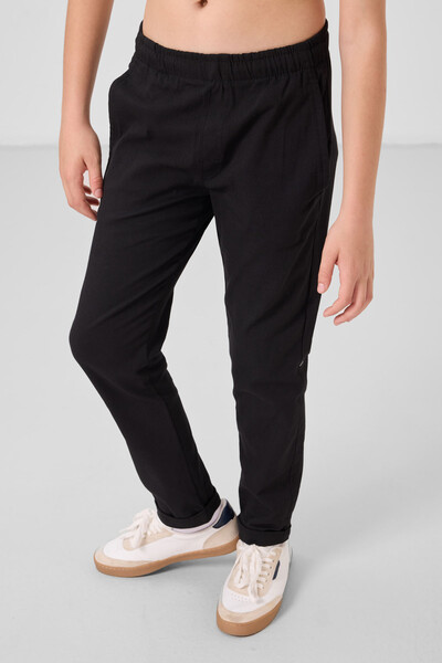 Tommylife Toptan Standart Fit Dokuma Hafif Esnek Chino Erkek Çocuk Pantolon 11272 Siyah - Thumbnail