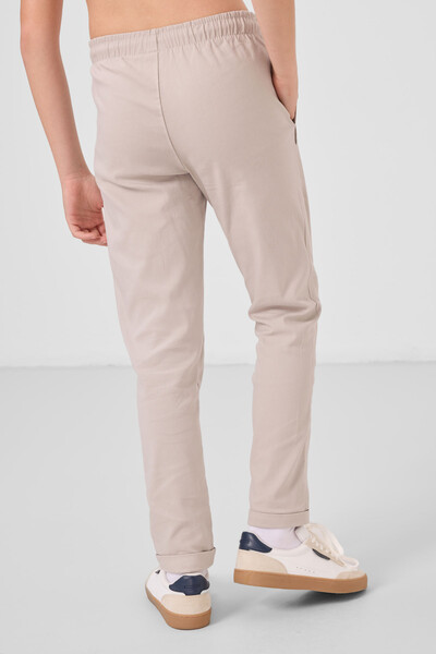 Tommylife Toptan Standart Fit Dokuma Hafif Esnek Chino Erkek Çocuk Pantolon 11272 Taş - Thumbnail