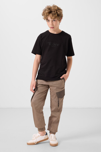 Tommylife Toptan Standart Fit Dokuma Hafif Esnek Chino Erkek Çocuk Pantolon 11271 Camel - Thumbnail