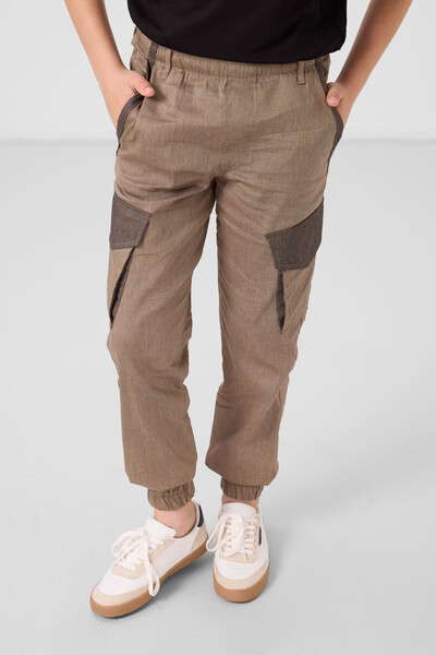 Tommylife Toptan Standart Fit Dokuma Hafif Esnek Chino Erkek Çocuk Pantolon 11271 Camel - Thumbnail