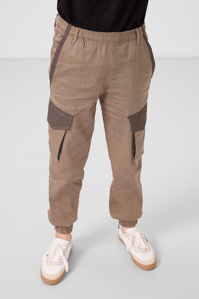 Tommylife Toptan Standart Fit Dokuma Hafif Esnek Chino Erkek Çocuk Pantolon 11271 Camel - Thumbnail
