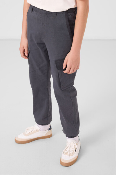 Tommylife Toptan Standart Fit Dokuma Hafif Esnek Chino Erkek Çocuk Pantolon 11271 Gri - Thumbnail