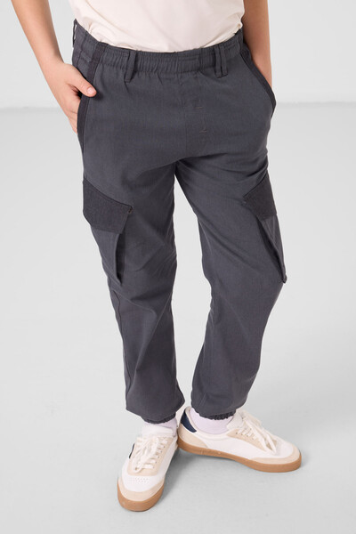 Tommylife Toptan Standart Fit Dokuma Hafif Esnek Chino Erkek Çocuk Pantolon 11271 Gri - Thumbnail
