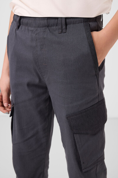 Tommylife Toptan Standart Fit Dokuma Hafif Esnek Chino Erkek Çocuk Pantolon 11271 Gri - Thumbnail