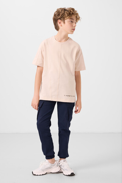 Tommylife Toptan Standart Fit Dokuma Hafif Esnek Chino Erkek Çocuk Pantolon 11271 Lacivert - Thumbnail