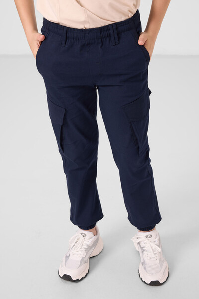 Tommylife Toptan Standart Fit Dokuma Hafif Esnek Chino Erkek Çocuk Pantolon 11271 Lacivert - Thumbnail
