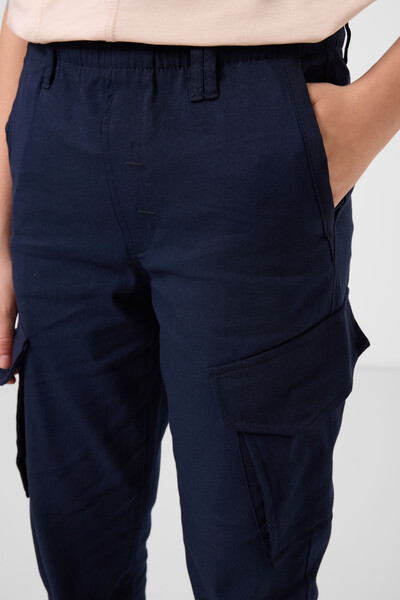 Tommylife Toptan Standart Fit Dokuma Hafif Esnek Chino Erkek Çocuk Pantolon 11271 Lacivert - Thumbnail