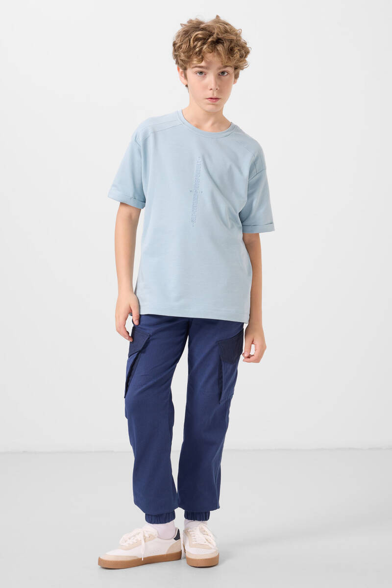 TOMMYLIFE - Tommylife Toptan Standart Fit Dokuma Hafif Esnek Chino Erkek Çocuk Pantolon 11271 Parlament