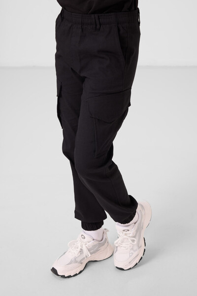 Tommylife Toptan Standart Fit Dokuma Hafif Esnek Chino Erkek Çocuk Pantolon 11271 Siyah - Thumbnail
