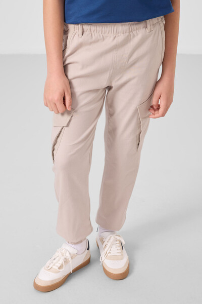 Tommylife Toptan Standart Fit Dokuma Hafif Esnek Chino Erkek Çocuk Pantolon 11271 Taş - Thumbnail