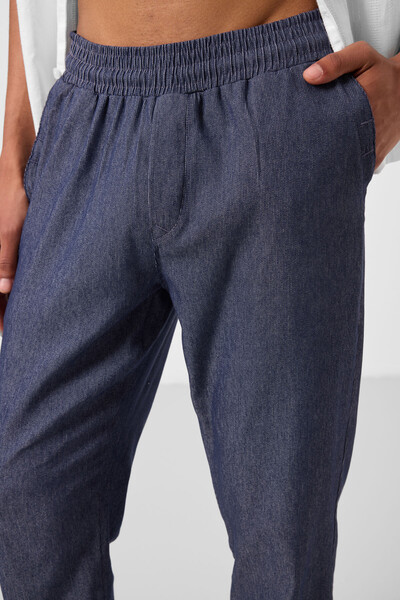 Tommylife Toptan Standart Fit Dokuma Hafif Esnek Chino Erkek Pantolon 82176 Kot Lacivert - Thumbnail