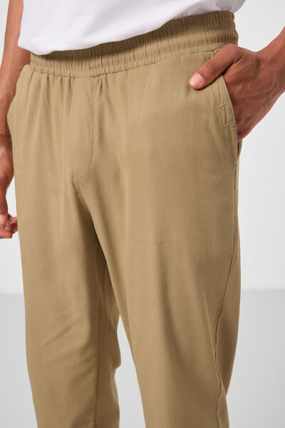 Tommylife Toptan Standart Fit Dokuma Hafif Esnek Chino Erkek Pantolon 82176 Koyu Bej - Thumbnail