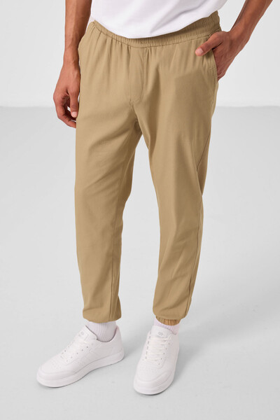 Tommylife Toptan Standart Fit Dokuma Hafif Esnek Chino Erkek Pantolon 82176 Koyu Bej - Thumbnail
