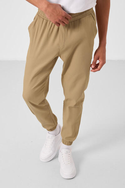 Tommylife Toptan Standart Fit Dokuma Hafif Esnek Chino Erkek Pantolon 82176 Koyu Bej - Thumbnail