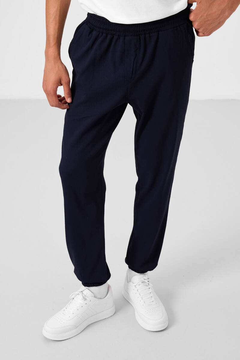 TOMMYLIFE - Tommylife Toptan Standart Fit Dokuma Hafif Esnek Chino Erkek Pantolon 82176 Lacivert