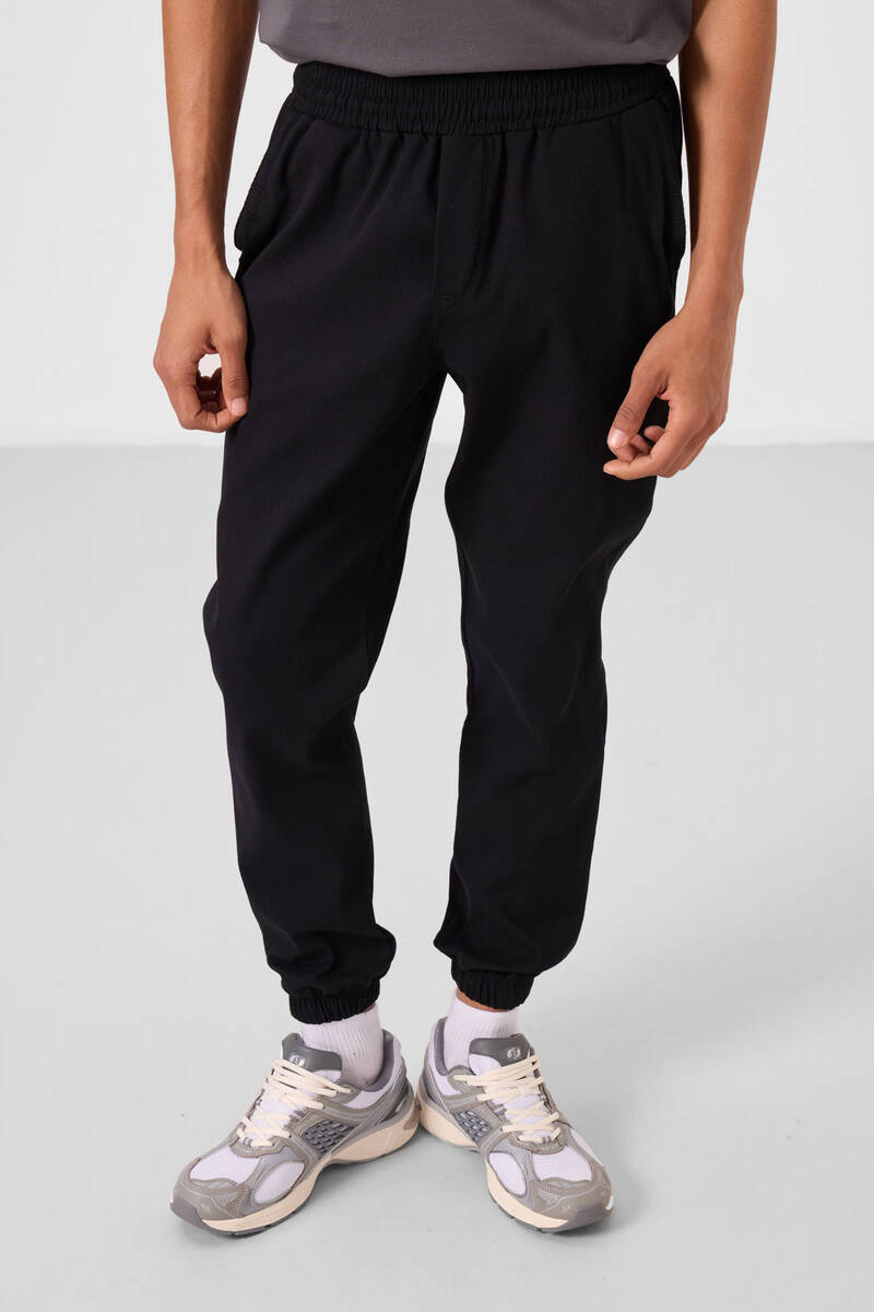 TOMMYLIFE - Tommylife Toptan Standart Fit Dokuma Hafif Esnek Chino Erkek Pantolon 82176 Siyah