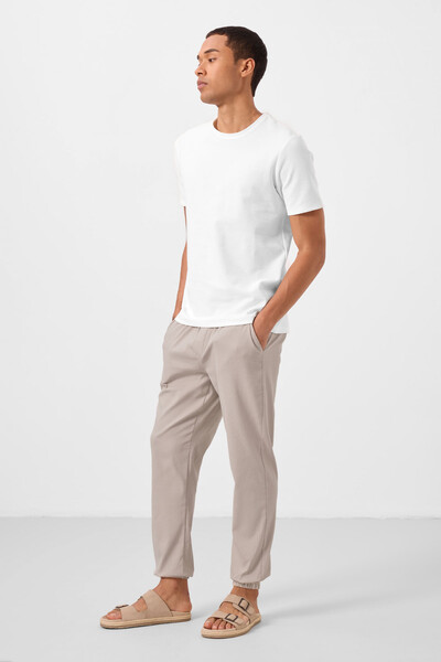 Tommylife Toptan Standart Fit Dokuma Hafif Esnek Chino Erkek Pantolon 82176 Taş - Thumbnail