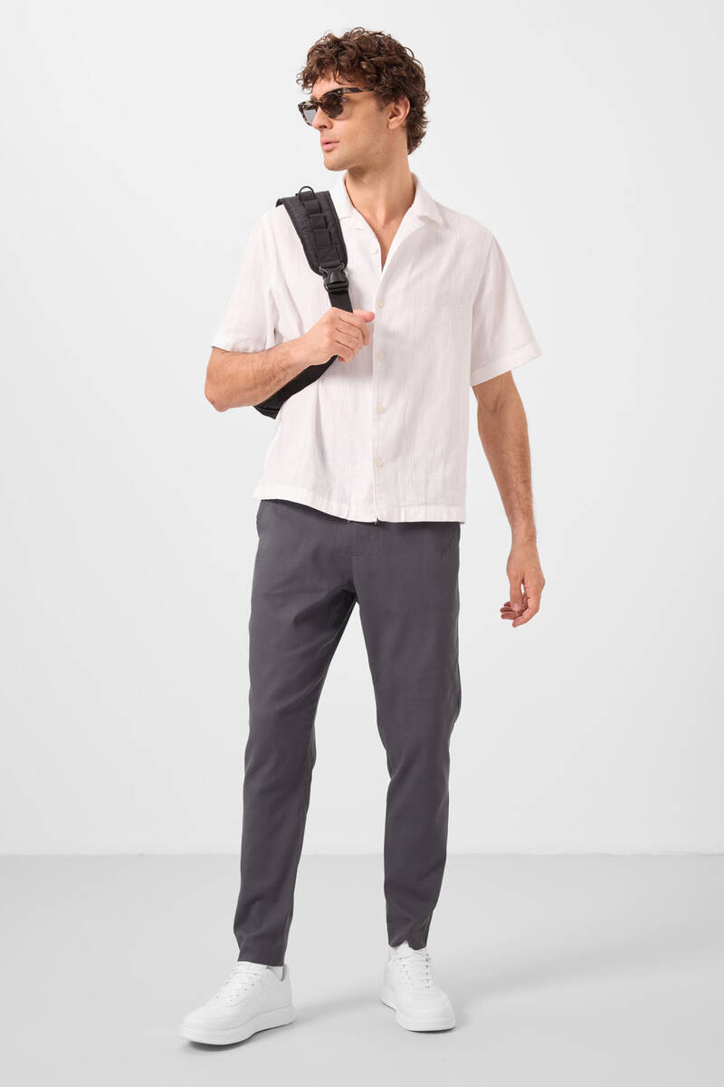 TOMMYLIFE - Tommylife Toptan Standart Fit Dokuma Hafif Esnek Chino Erkek Pantolon 82177 Antrasit