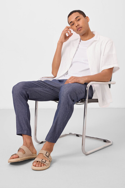 Tommylife Toptan Standart Fit Dokuma Hafif Esnek Chino Erkek Pantolon 82177 Kot Lacivert - Thumbnail