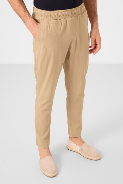Tommylife Toptan Standart Fit Dokuma Hafif Esnek Chino Erkek Pantolon 82177 Koyu Bej - Thumbnail