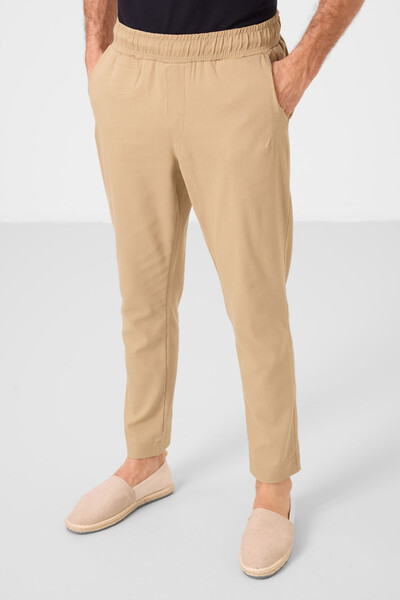 Tommylife Toptan Standart Fit Dokuma Hafif Esnek Chino Erkek Pantolon 82177 Koyu Bej - Thumbnail
