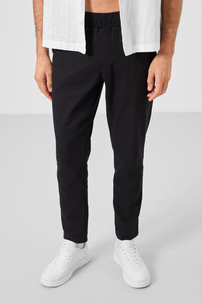 Tommylife Toptan Standart Fit Dokuma Hafif Esnek Chino Erkek Pantolon 82177 Siyah - Thumbnail
