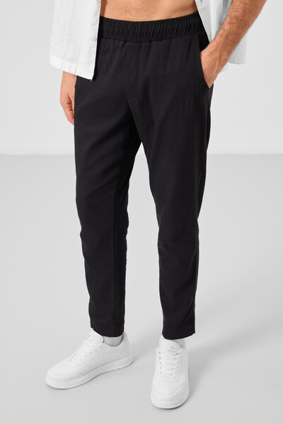 Tommylife Toptan Standart Fit Dokuma Hafif Esnek Chino Erkek Pantolon 82177 Siyah - Thumbnail