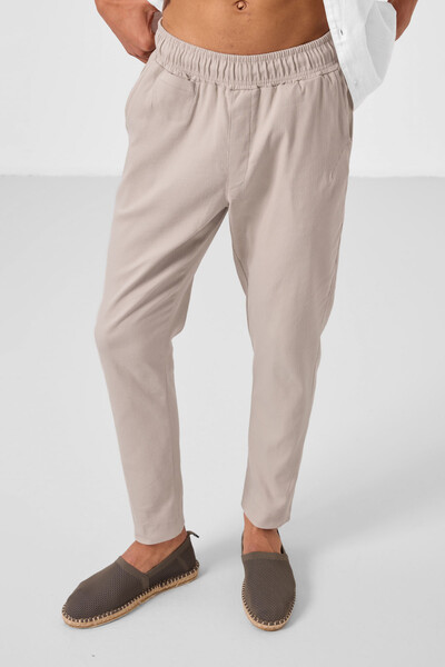 Tommylife Toptan Standart Fit Dokuma Hafif Esnek Chino Erkek Pantolon 82177 Taş - Thumbnail