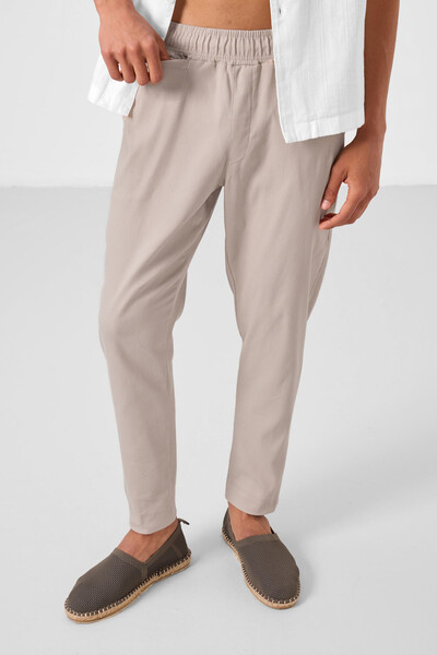 Tommylife Toptan Standart Fit Dokuma Hafif Esnek Chino Erkek Pantolon 82177 Taş - Thumbnail