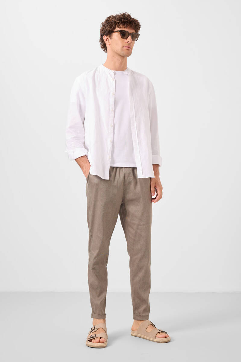 TOMMYLIFE - Tommylife Toptan Standart Fit Dokuma Hafif Esnek Chino Erkek Pantolon 82178 Camel