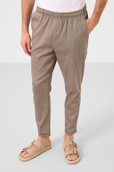 Tommylife Toptan Standart Fit Dokuma Hafif Esnek Chino Erkek Pantolon 82178 Camel - Thumbnail