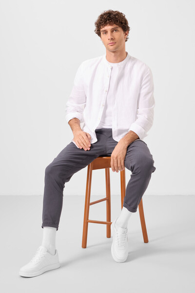 Tommylife Toptan Standart Fit Dokuma Hafif Esnek Chino Erkek Pantolon 82178 Gri - Thumbnail