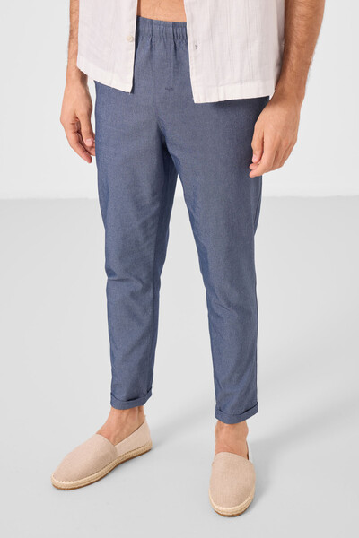 Tommylife Toptan Standart Fit Dokuma Hafif Esnek Chino Erkek Pantolon 82178 Kot Lacivert - Thumbnail