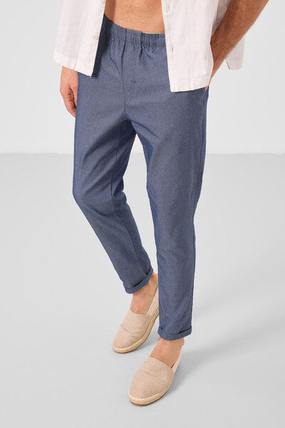 Tommylife Toptan Standart Fit Dokuma Hafif Esnek Chino Erkek Pantolon 82178 Kot Lacivert - Thumbnail