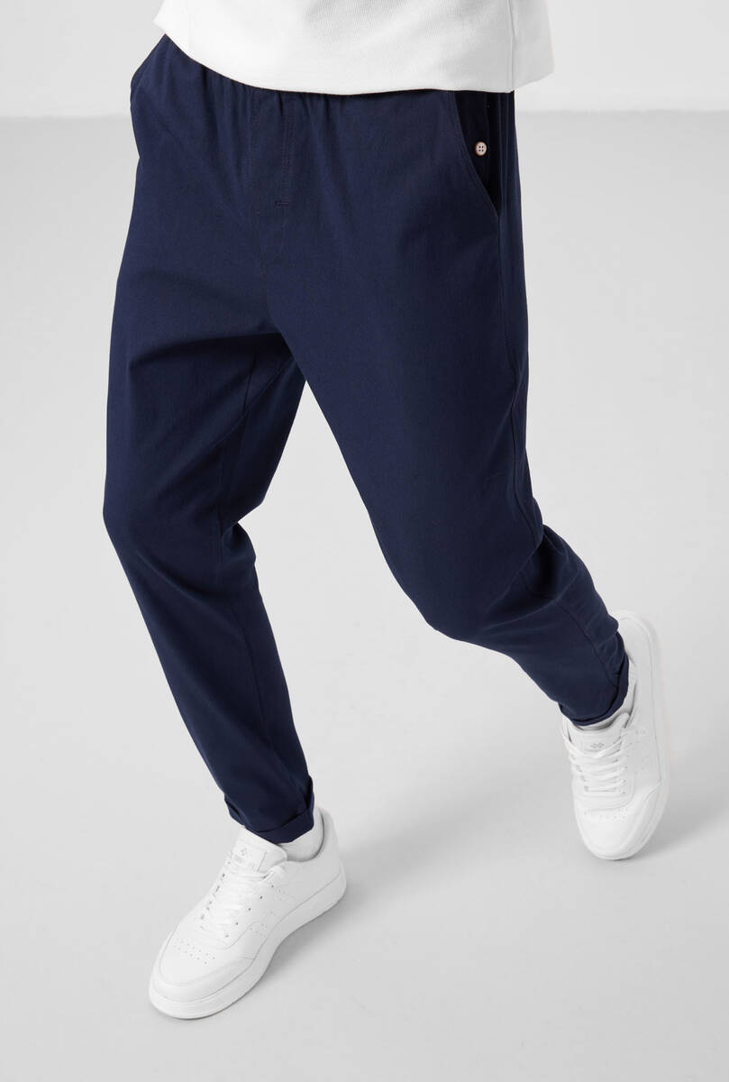 TOMMYLIFE - Tommylife Toptan Standart Fit Dokuma Hafif Esnek Chino Erkek Pantolon 82178 Lacivert