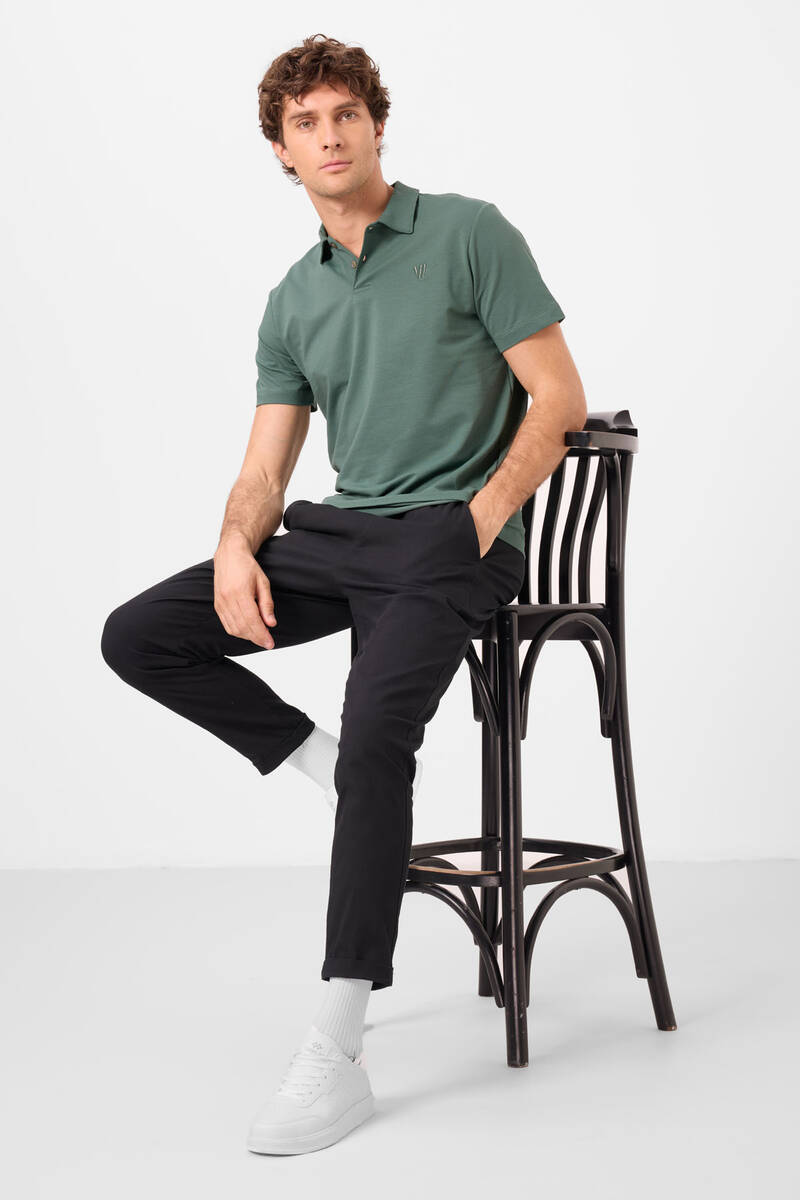 TOMMYLIFE - Tommylife Toptan Standart Fit Dokuma Hafif Esnek Chino Erkek Pantolon 82178 Siyah