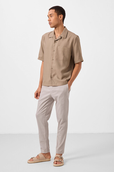 Tommylife Toptan Standart Fit Dokuma Hafif Esnek Chino Erkek Pantolon 82179 Taş - Thumbnail