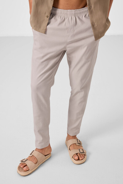 Tommylife Toptan Standart Fit Dokuma Hafif Esnek Chino Erkek Pantolon 82179 Taş - Thumbnail