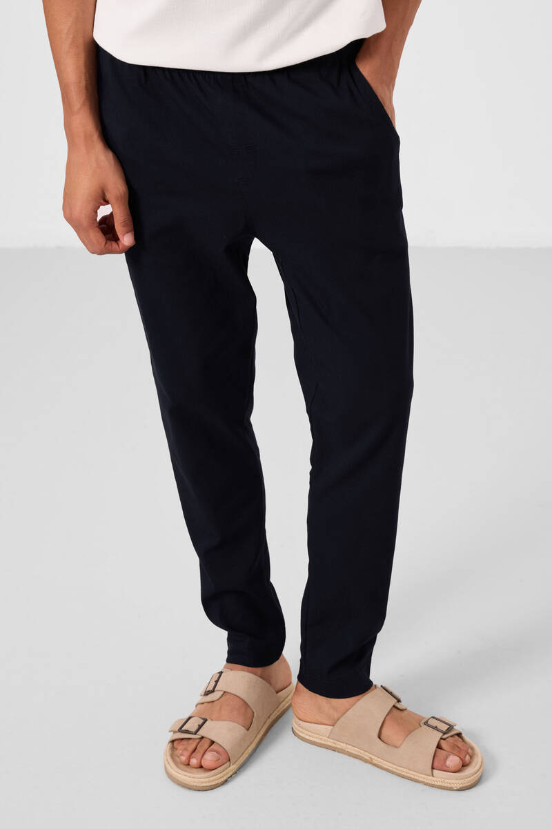 TOMMYLIFE - Tommylife Toptan Standart Fit Dokuma Hafif Esnek Chino Erkek Pantolon 82180 Lacivert