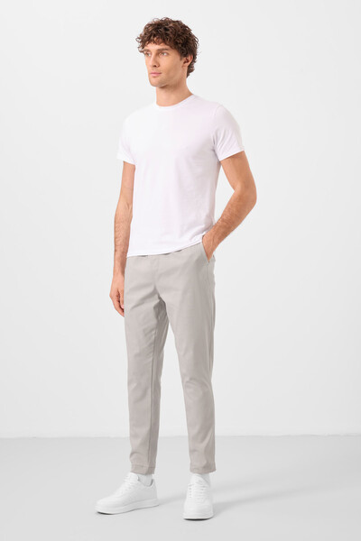 Tommylife Toptan Standart Fit Dokuma Hafif Esnek Chino Erkek Pantolon 82180 Taş - Thumbnail