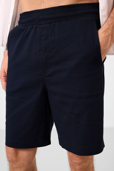 Tommylife Toptan Standart Fit Dokuma Hafif Esnek Chino Erkek Şort 81289 Kot Lacivert - Thumbnail