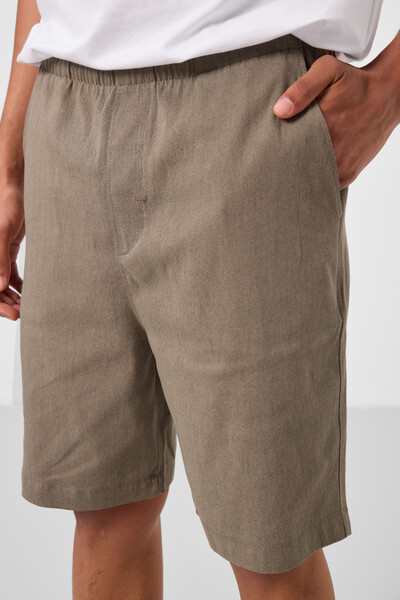 Tommylife Toptan Standart Fit Dokuma Hafif Esnek Chino Erkek Şort 81291 Camel - Thumbnail